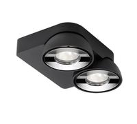 Delta Light Tweeter Plafonnier LED 2 foyers noir/chrome - dimmable variateur de phase Ce luminaire comporte des modules à LED prémontés de classes énergétiques A A++, A+, A