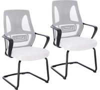 DELTA Lot de 2 chaises visiteurs Chaise de conférence Piétement luge Accoudoirs blanc