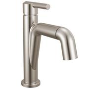 Delta Nicoli 15849LF-SSPD Robinet de salle de bain à 1 trou avec pulvérisateur, robinet d'évier de salle de bain à trou unique en nickel brossé avec pulvérisateur extractible pour vanité, drain
