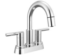 Delta Nicoli Robinet de salle de bain central rétractable pour salle de bain, robinet d'évier de salle de bain chromé, robinet de salle de bain avec pulvérisateur extractible, robinet de salle de bain