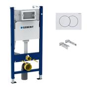 Delta Pack bati-support Geberit Duofix 112cm + plaque de commande blanche Delta01 + fixations murales (111.154.11.2)