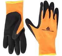 Delta Plus DPVV733OR07 gants en polyester avec revêtement en mousse latex sur la paume de la main Orange/noir fluo 07, 1 Paire