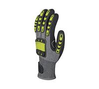 Delta Plus Gant en tricot fin en fibre de polyéthylène haute performance VV913JA08, double paume en nitrile, jaune/gris/noir, taille 08/1 paire