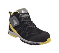 Delta Plus MANHAS3NJ41 Chaussures basses en nubuck, cuir gras et maille nylon, S3 HRO SRC, Noir/jaune, Pointure 41