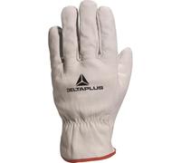 Delta Plus Paire de Gants Cuir Pleine Fleur de Vache, Gris Liseré Rouge, Taille 9