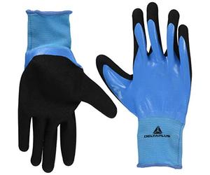 Delta Plus V636BL10 Lot de 120 gants en polyamide avec revêtement nitrile et paume en nitrile Bleu/noir 10