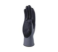 Delta Plus VE728NO10 Gants de tricot fin en polyester et acrylique avec revêtement en mousse nitrile sur la paume et picots Gris/noir Taille 10
