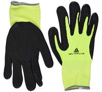 Delta Plus VV734JA11 Gant Tricoté Fin en Polyamide/Spandex, Enduit de Mousse Nitrile/TPU sur la Paume, Jaune Néon Noir, 11, 1 Paire