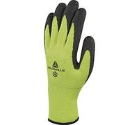 Delta Plus VV737JA10 Lot de 60 gants en tricot fin haute performance avec revêtement en mousse de latex Jaune/noir fluo 10