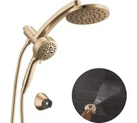 Delta Pommeau de douche combiné PivotPro 3 en 1 à 7 réglages avec pulvérisateur ProClean, pommeau de douche rond doré brossé avec pulvérisateur à main, 1,75 GPM, Lumicoat Champagne Bronze 58600-CZ-PR