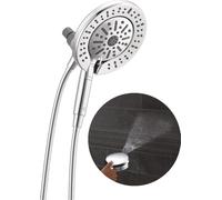 Delta Pommeau de douche double In2ition 2 en 1 à 6 réglages avec pulvérisateur ProClean haute pression, pommeau de douche chromé amovible avec tuyau, débit de 1,75 GPM, chrome 75655