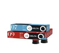 Delta Q Capsules de Café Mélangées, Pack 5 x 10 Qharacter + 2 x 10 DeQafeinatus, Intensité 9 et 7, Espresso Intense et Décaféiné, Compatibles Machines Delta Q
