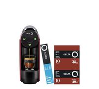 Delta Q Machine à Capsules MiniQool Rouge, 19 Bars de Pression, Réservoir 0,6 L, Inclus 2 x 40 Capsules Intensité 10 et 10 Capsules Décaféinées