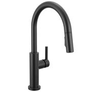 Delta Robinet de cuisine Nicoli avec pulvérisateur extractible, robinet d'évier de cuisine noir mat, robinet de cuisine moderne avec pulvérisateur, robinet de cuisine à trou unique, noir mat