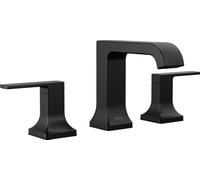 Delta Robinet de salle de bain à bec incurvé en velours à 3 trous, robinet d'évier de salle de bain noir, robinet de salle de bain à 2 poignées, robinet de bain, assemblage de vidange pop-up, noir mat