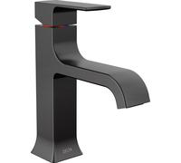 Delta Robinet de salle de bain à bec incurvé en velours robinet de salle de bain à trou unique, robinet de salle de bain à poignée unique, robinet de bain, assemblage de vidange pop-up, noir mat