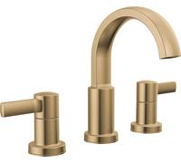 Delta Robinet de salle de bain Albion à 3 trous, robinet d'évier de salle de bain doré, robinet de salle de bain à 2 poignées, robinet de bain, assemblage de vidange push-pop en métal, débit de 1,2