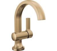 Delta Robinet de salle de bain Albion à trou unique, robinet de salle de bain à poignée unique doré, robinet d'évier de salle de bain, assemblage de vidange pop-up en métal, débit de 1,2 GPM, bronze