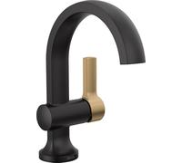 Delta Robinet de salle de bain Albion à trou unique, robinet de salle de bain à poignée unique, robinet d'évier de salle de bain, assemblage de vidange pop-up en métal, noir mat/bronze champagne