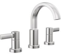 Delta Robinet de salle de bain large Albion à 3 trous, robinet d'évier de salle de bain chromé, robinet de salle de bain à 2 poignées, robinet de bain, assemblage de vidange push-pop en métal, débit