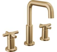 Delta Robinet de salle de bain large Nicoli à 3 trous, robinet de salle de bain doré, robinet d'évier de salle de bain, assemblage de drainage, bronze champagne 35894LF-CZ