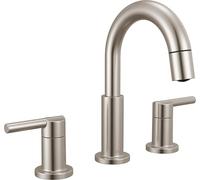 Delta Robinet de salle de bain large rétractable Nicoli, robinet d'évier de salle de bain en nickel brossé, robinet de salle de bain avec pulvérisateur extractible, robinet de salle de bain à 3 trous,