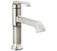 Delta Robinet de salle de bain Tetra en nickel brossé à un trou, robinet de salle de bain à poignée unique en nickel brossé, robinet d'évier de salle de bain, technologie Diamond Seal, Lumicoat