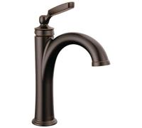 Delta Robinet de salle de bain Woodhurst en bronze huilé, robinet de salle de bain à trou unique, robinet d'évier de salle de bain à poignée unique, technologie Diamond Seal, assemblage de drainage,