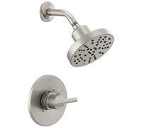 Delta Robinet Nicoli Série 14 Mitigeur Douche à poignée unique, kit de garniture de douche avec pommeau de douche H2Okinetic 5 jets en acier inoxydable 142749-SS (robinet de douche inclus)