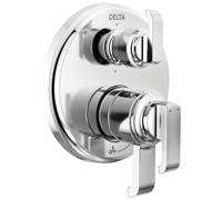 Delta Robinet Tetra Série 17 Chrome 6 réglages Kit de garniture de valve de dérivation intégré, kit de garniture de douche, Lumicoat Chrome T27989-PR (valve non incluse)