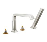 Delta Tetra Robinet de baignoire romain avec douchette à main, robinet de baignoire en nickel brossé, Lumicoat inoxydable T4789-SS-PR-LHP (valve et poignées non inclus)