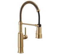 Delta Theodora Pro 18804Z-CZ-DST Robinet de cuisine professionnel avec pulvérisateur extractible, robinet de cuisine commercial doré, robinet de cuisine à ressort, robinet d'évier de cuisine Delta