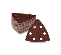 Delta-Triangles de Ponçage │ 120 pièces │ 6 trous │ 93 x 93 x 93 mm │ Mixpack (20 x grain 40/60/80/120/180/180/240 chacun) │ pour ponceuses delta │ Feuilles Abrasives │ Papier Abrasif