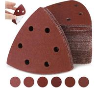 Delta-Triangles de Ponçage,120 pièces 6 Trous Triangl Poncag,Papier Abrasif Triangle 93x93x93mm (20 x grain 40/60/80/120/180/240 c