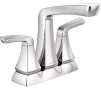 Delta Vesna 25789LF Robinet de salle de bain central à 2 poignées avec ensemble de vidange et loquet de vidange sans souci, chromé