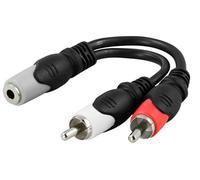 Deltaco AA-6A câble audio 0,1 m 3,5mm 2 x RCA Noir, Gris, Rouge