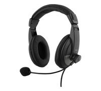 DELTACO Casque supra-auriculaire avec réglage du volume, 4 broches 3,5 mm, noir