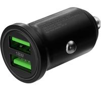 DELTACO Chargeur de voiture USB, 2x USB-A 18 W, charge rapide, total 36 W.