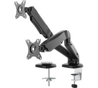 DELTACO, Dual bureau, vérin à gaz, 17"-32", 1,5-6,5kg, 75x75-100x100, noir