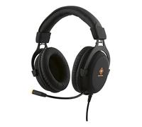 DELTACO GAMING Casque Gamer Son Stéréo, Éclairage LED Orange au Micro et Écouteurs, Contrôle du Son à l'Écouteur, Câble 2,10 m avec 3 Sorties (1 USB, 2 x 3,5 mm), Adaptateur 1 x 3,5 mm Inclus, Noir