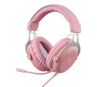 DELTACO GAMING Casque Gaming PC/PS4/Switch/Xbox One - LED, Haut-parleurs stéréo 57mm, Cuir PU, Jack 2x3,5mm (Son, Micro) Molette Volume, LED Orange Via USB, Garantie 5 Ans (Rose)