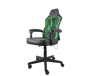 Deltaco Gaming - Chaise de jeu LED, en cuir PU, avec télécommande et design ergonomique, avec roues lisses - Noir