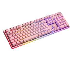 DELTACO GAMING PF75 Membran Filaire Clavier de Gaming éclairé Allemand, QWERTZ Rose, Rose
