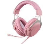 DELTACO GAMING Casque Gaming PC/PS4/Switch/Xbox One - LED, Haut-parleurs stéréo 57mm, Cuir PU, Jack 2x3,5mm (Son, Micro) Molette Volume, LED Orange Via USB, Garantie 5 Ans (Rose)