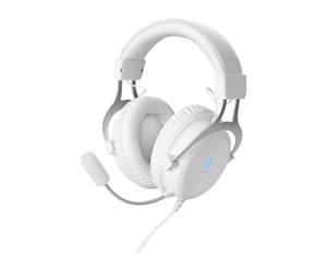 Deltaco Gaming - WHITE LINE WH85 - Casque gaming LED, haut-parleurs stéréo 57mm, Cuir PU, PC/MAC/Console/Mobile, Blanc