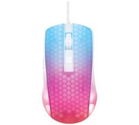 DELTACO GAMING WM87 Souris de Gaming USB Optique Blanc, Transparent 6 Boutons 6200 dpi éclairé, molette intégrée