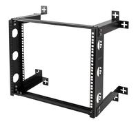 DELTACO Support mural 19", 9 UH, charge 50 kg, acier, kit de montage, noir