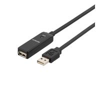 Deltaco USB2-EX10M câble USB USB 2.0 10 m USB A Noir