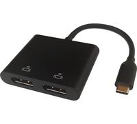 Deltaco USBC-2DP Adaptateur de câble vidéo 0,1 m USB Type-C 2 x DisplayPort Noir (USBC-2DP)