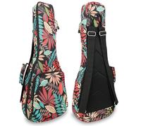 DELTAMANN Housse pour ukulélé ténor 66 cm - Motif feuilles tropicales d'été - Feuilles rouges